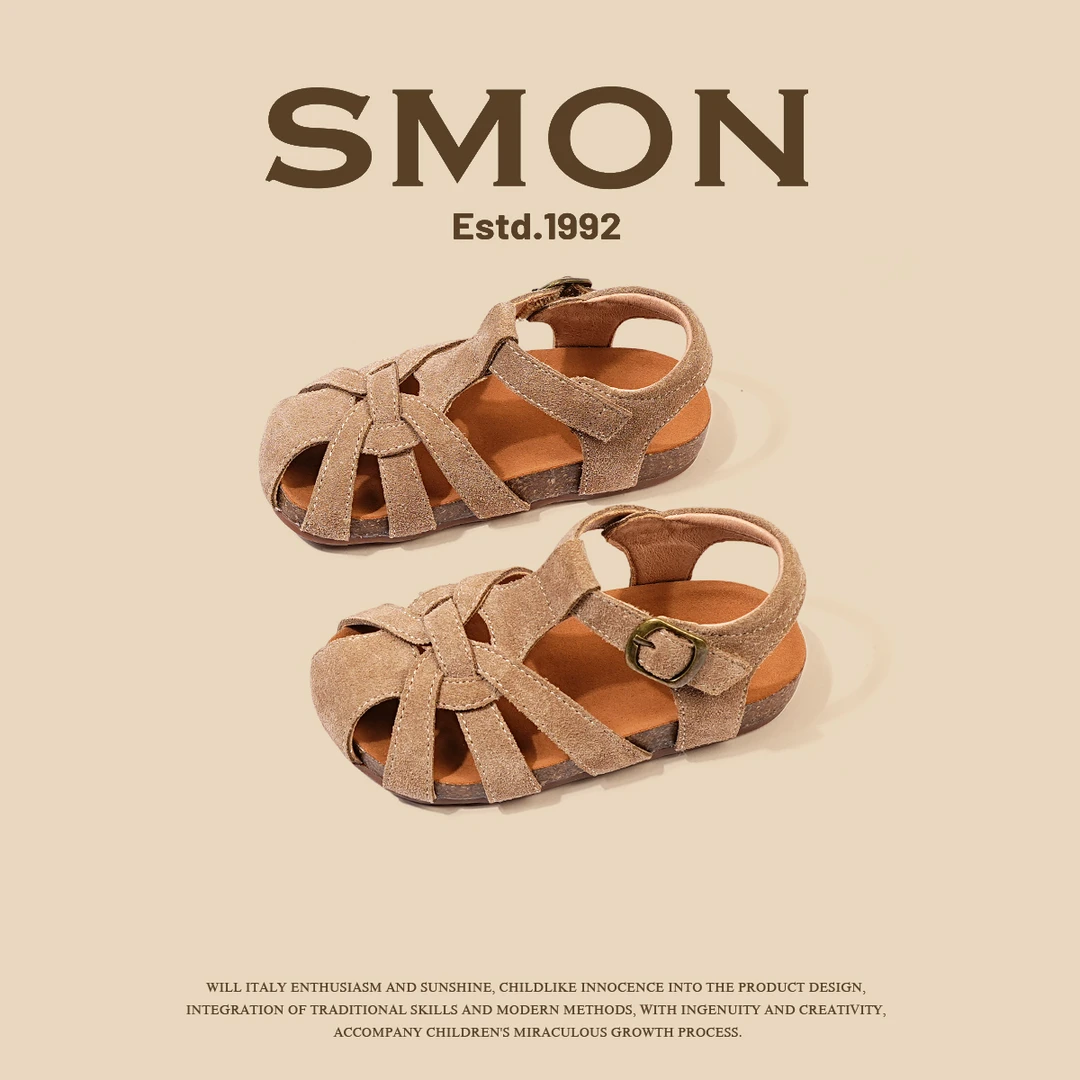 清仓书萌童鞋儿童凉鞋女童复古勃肯鞋女小童编织鞋夏季新款宝宝鞋