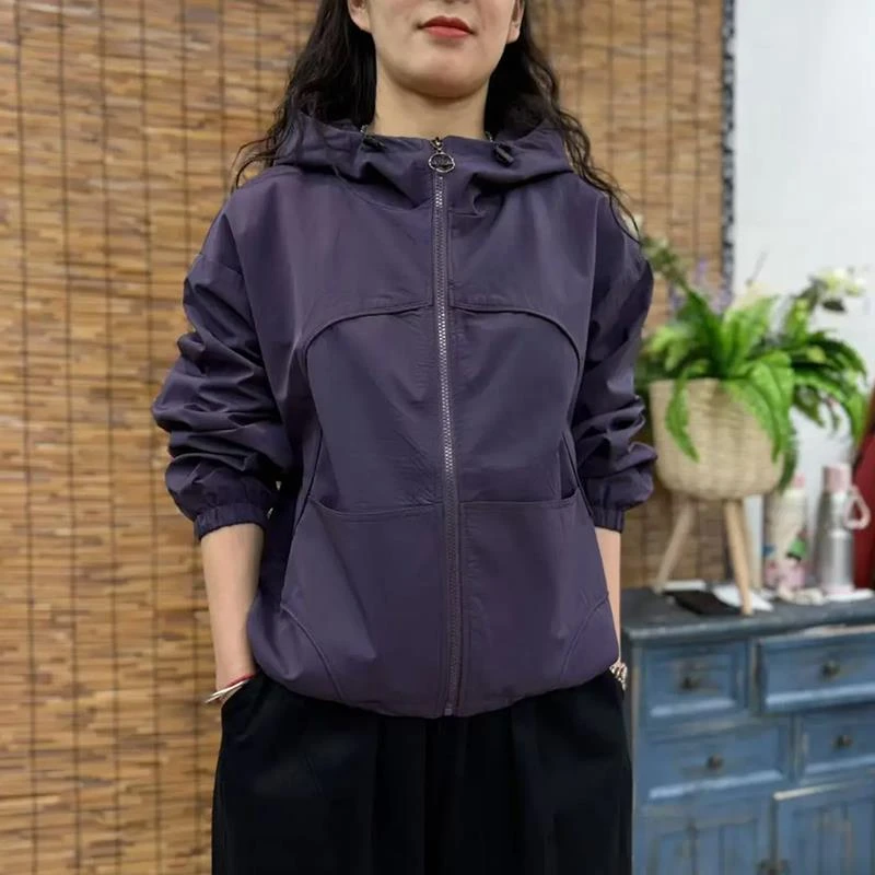 2025春秋新款休闲减龄百搭连帽短外套女宽松显瘦气质长袖上衣秋季