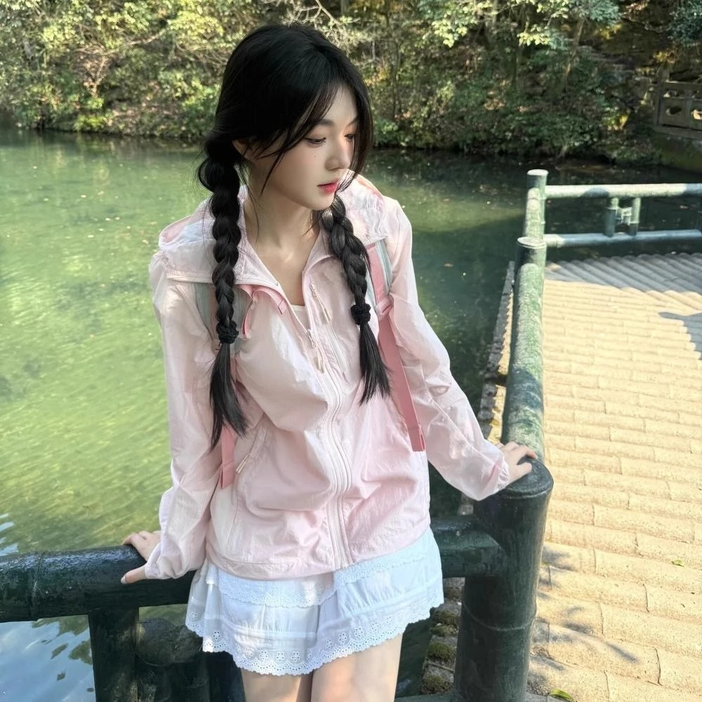 潮流粉色甜美夏季防晒衣女小个子2025新款户外防紫外线薄款防晒服