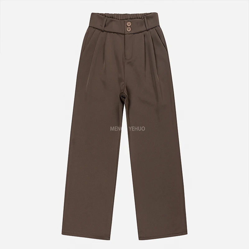 【长裤系列】阔腿高腰双扣 直筒西裤