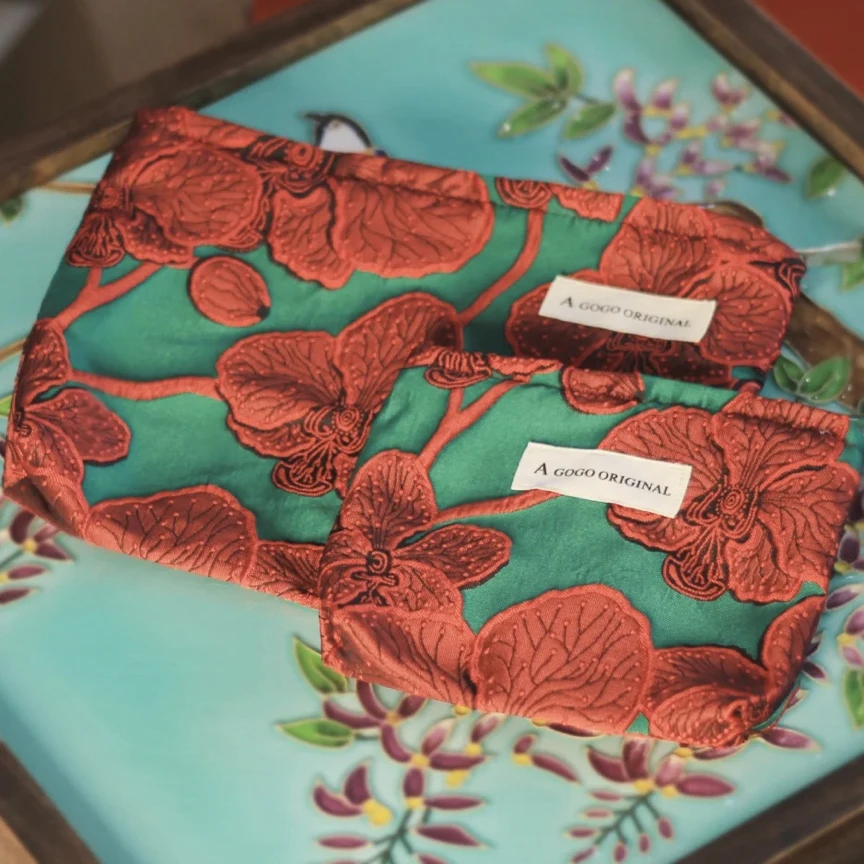 复古提花蝴蝶兰便携轻便帆布化妆包收纳包