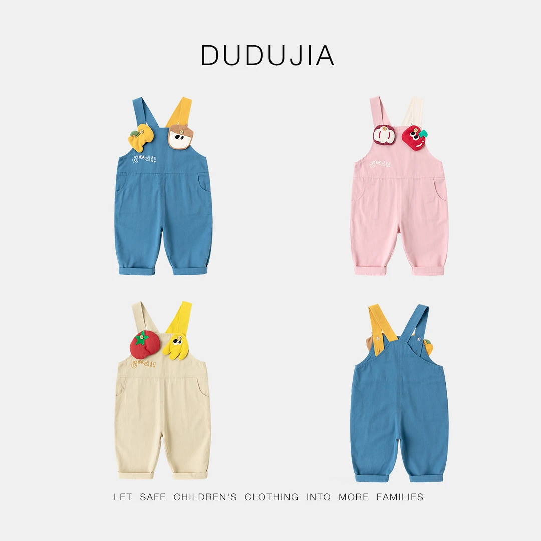 嘟嘟家宝宝纯棉背带裤春季儿童立体卡通休闲裤女童春装T5AKZ268