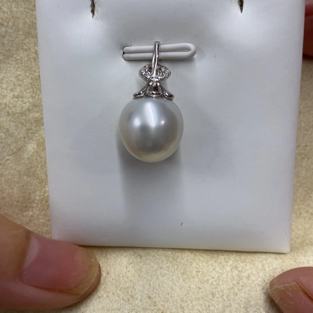 海水珍珠银S925镶嵌颈饰澳白，1