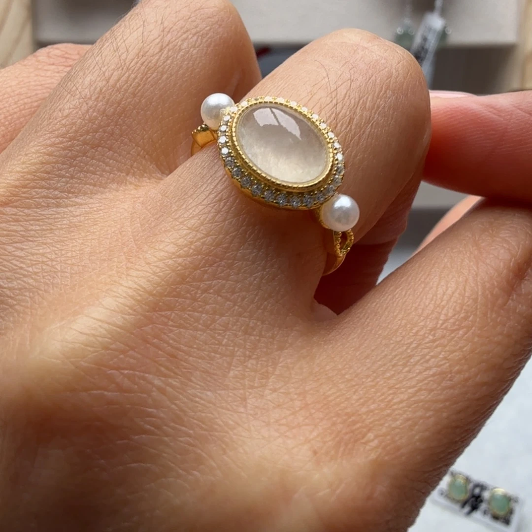 翡翠银S925镶嵌戒指3544444