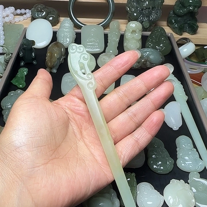 岫玉未镶嵌发簪如意