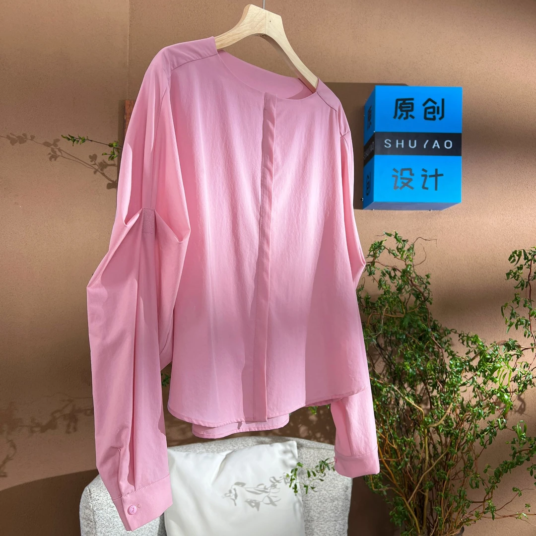 【秀场款衬衣】设计感压褶衬衫女百搭时尚不规则气质小众长袖