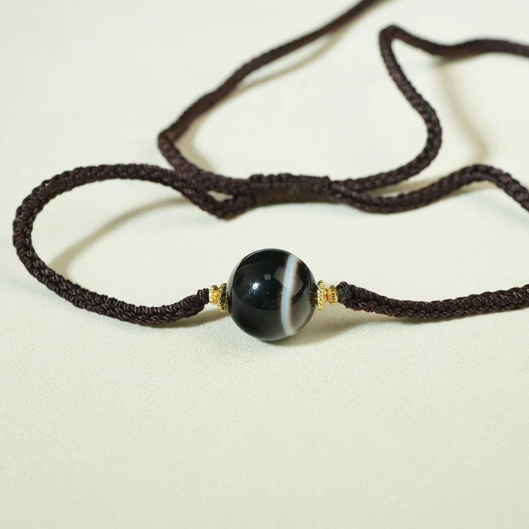 十九世纪缠丝玛瑙圆珠项链【古珠精选】WDZC2A2501091050