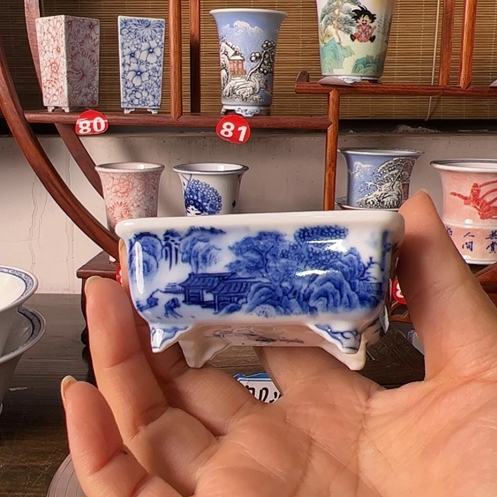 墨奈手绘陶瓷花盆