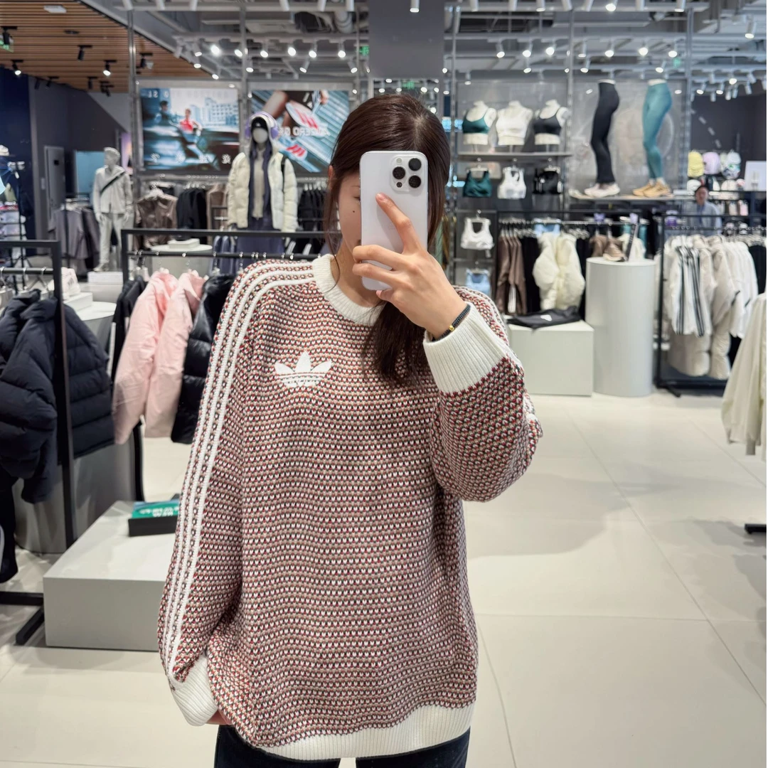 Adidas三叶草HOLIDAY PACK KNIT休闲度假风运动宽松针织衫 KQ6291