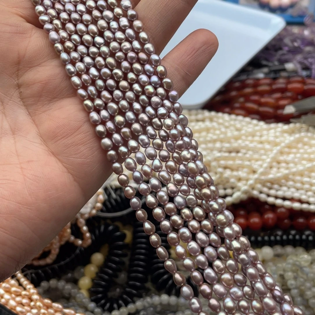 玛瑙/玉髓珠宝半成品未镶嵌一条装4mm奶奶灰珍珠小米珠