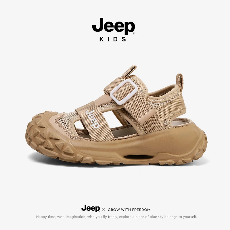 jeep男童防滑凉鞋透气儿童沙滩鞋夏季户外中大童洞洞鞋女童凉拖鞋
