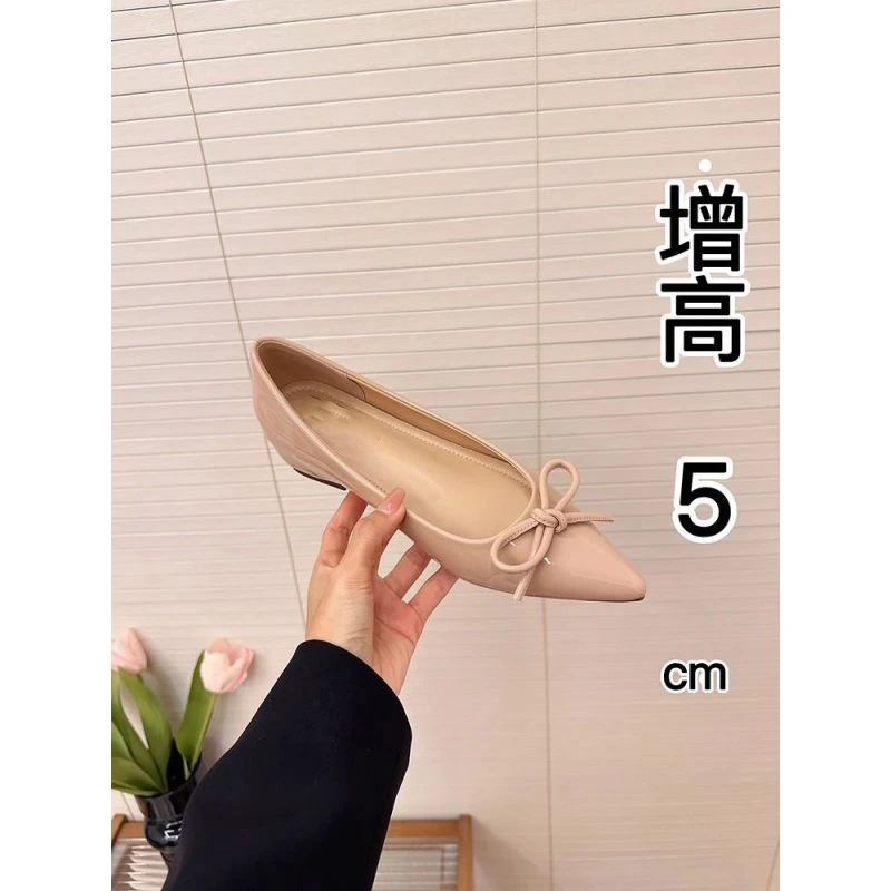 内增高漆皮平底单鞋女2025新款百搭尖头小个子气质蝴蝶结软底女鞋