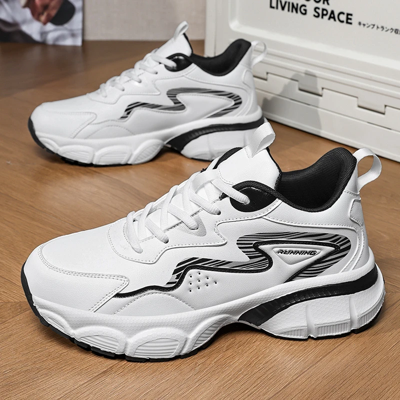 附新款秋冬超纤皮潮鞋运动休闲鞋男鞋大码防水跑步鞋学生运动鞋