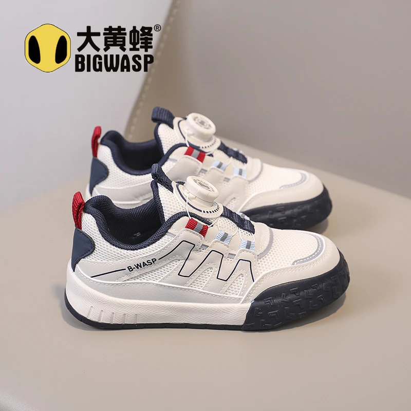 大黄蜂秋季新款2025儿童旋钮扣低帮板鞋男女童百搭时尚校园休闲鞋