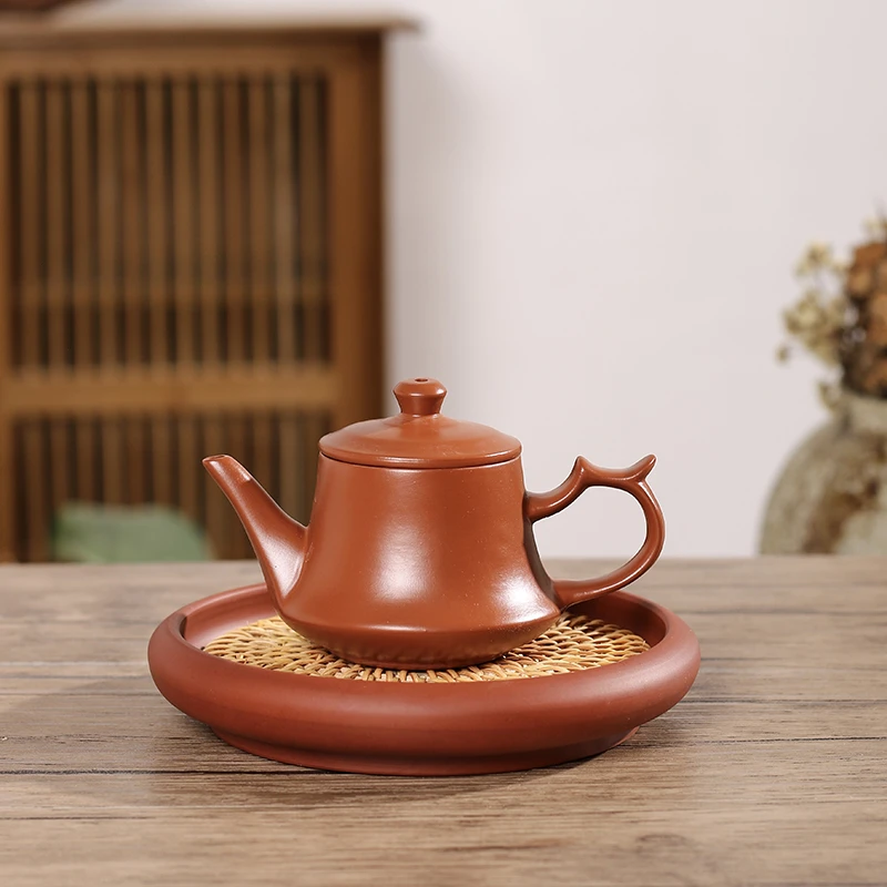 潮州老安顺工夫茶冲罐朱泥手工大口汉钟壶三杯家用小茶壶手工壶