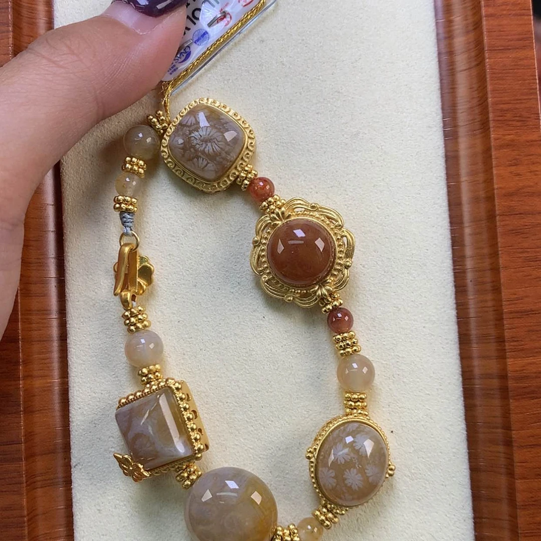 【闪购商品】颈饰未镶嵌硅化珊瑚（珊瑚玉）镶嵌手链128漏88（24号）