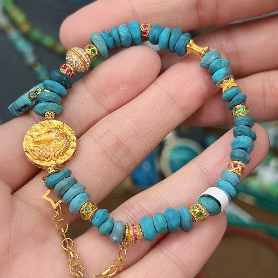 绿松石珠宝奇石18K金镶嵌