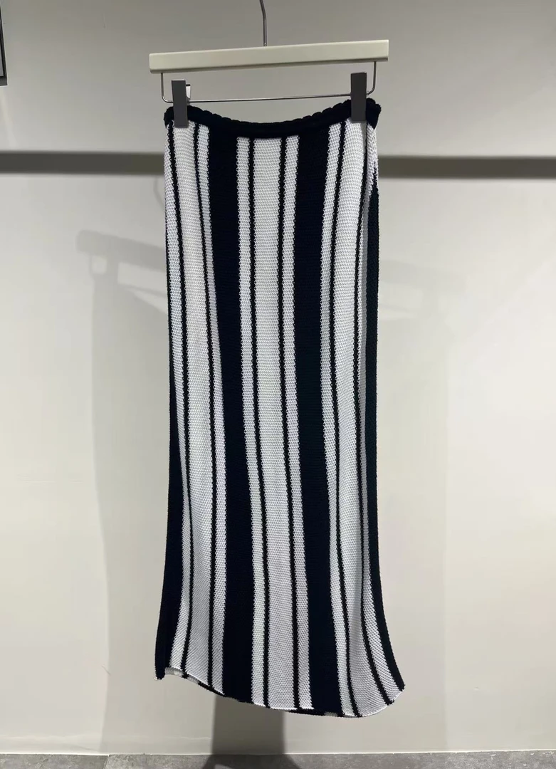 【Ann.G】E10102独特肌理透气柔软条纹爱琴海女H型针织半裙系列