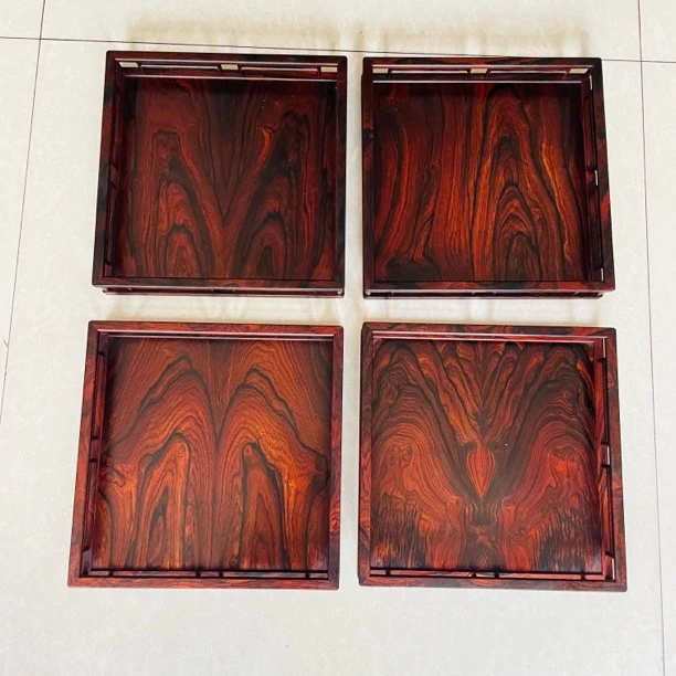 微凹黄檀红木栏杆镂空多功能收纳架茶杯架置物架木雕