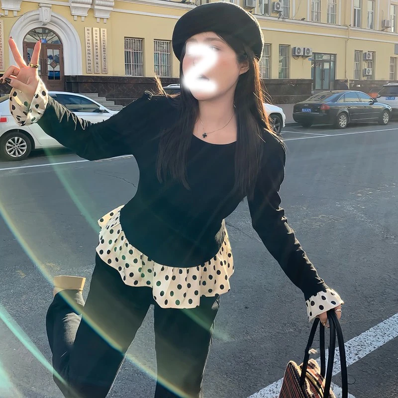 【8208】秋冬款百搭显瘦薄绒针织上衣内搭打底衫大码显瘦长袖上衣