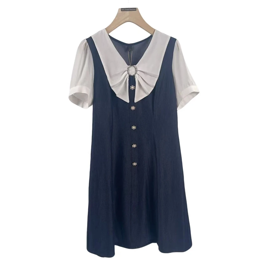 【W54蓝牛仔】萱萱专属2025蓝色时尚显瘦中长款连衣裙