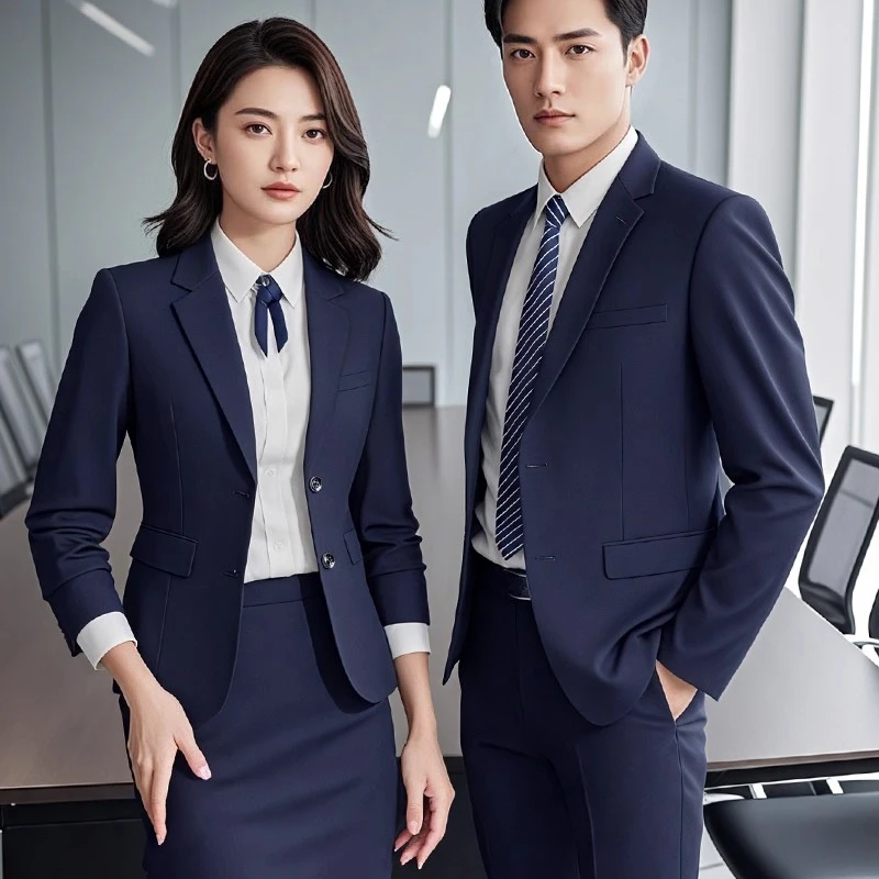 西服套装男4S店销售工装男女同款职业正装面试高端西装套装工作服