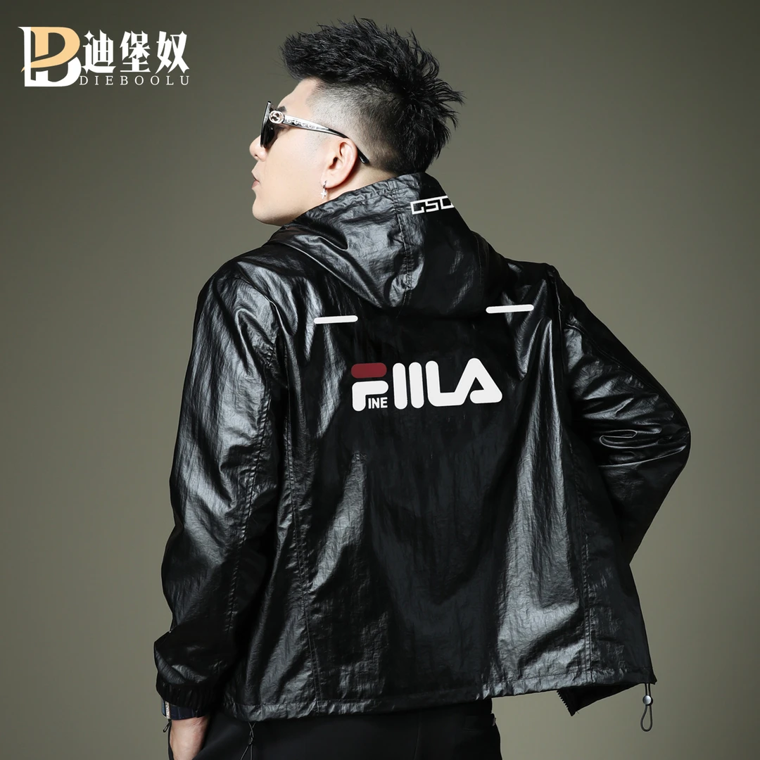 欧洲站高端潮牌字母连帽皮衣2025新款秋冬季防风机车男款皮衣外套