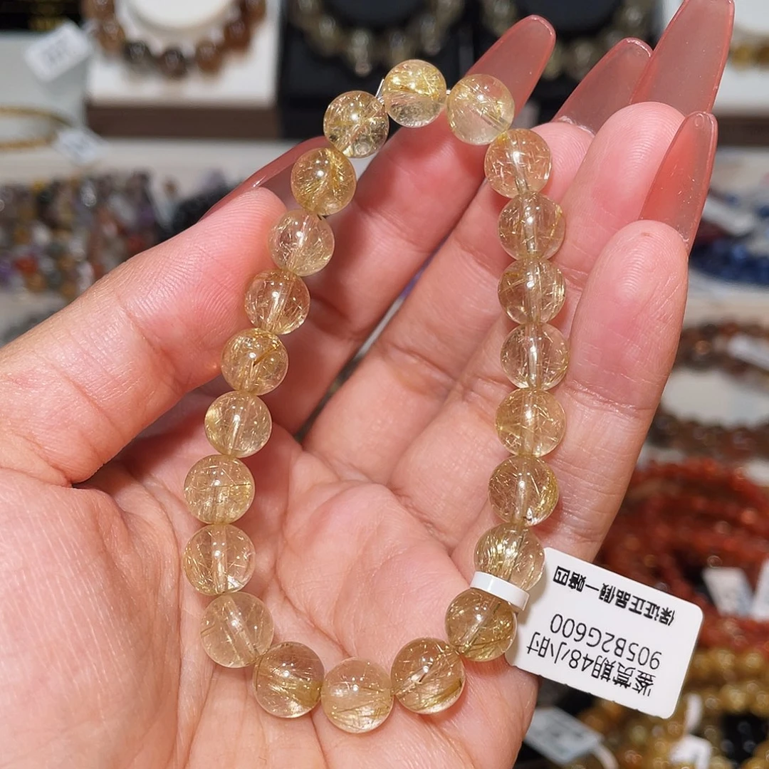 发晶未镶嵌手链金发晶8.8mm