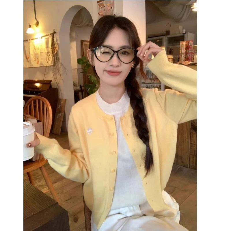 假两件撞色针织毛衣开衫外套女装早秋季新款设计感内搭打底衫上衣