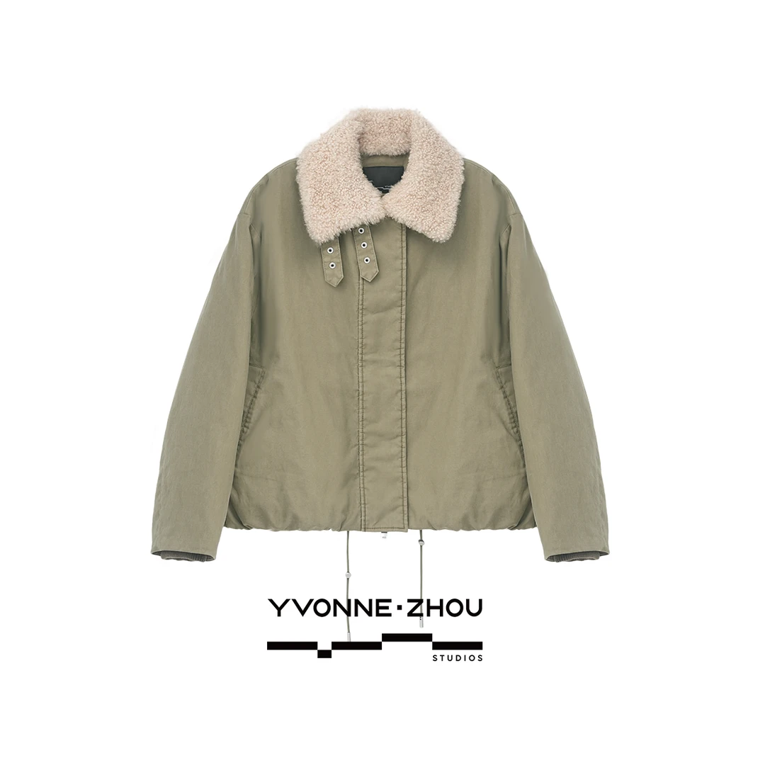 未境织暖 时尚棉感派克羽绒服外套短款显瘦鹅绒服羊毛毛领 25892