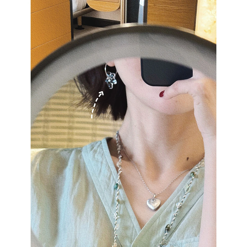 非金属玻璃耳饰 【MGDM】透明花简约时尚925银韩系甜美气质耳环女夏