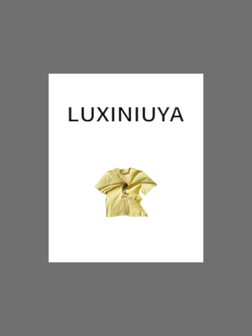 【LUXINIUYA】海钓熊 早春拉芙小熊印花休闲圆领短袖T恤#CX2541