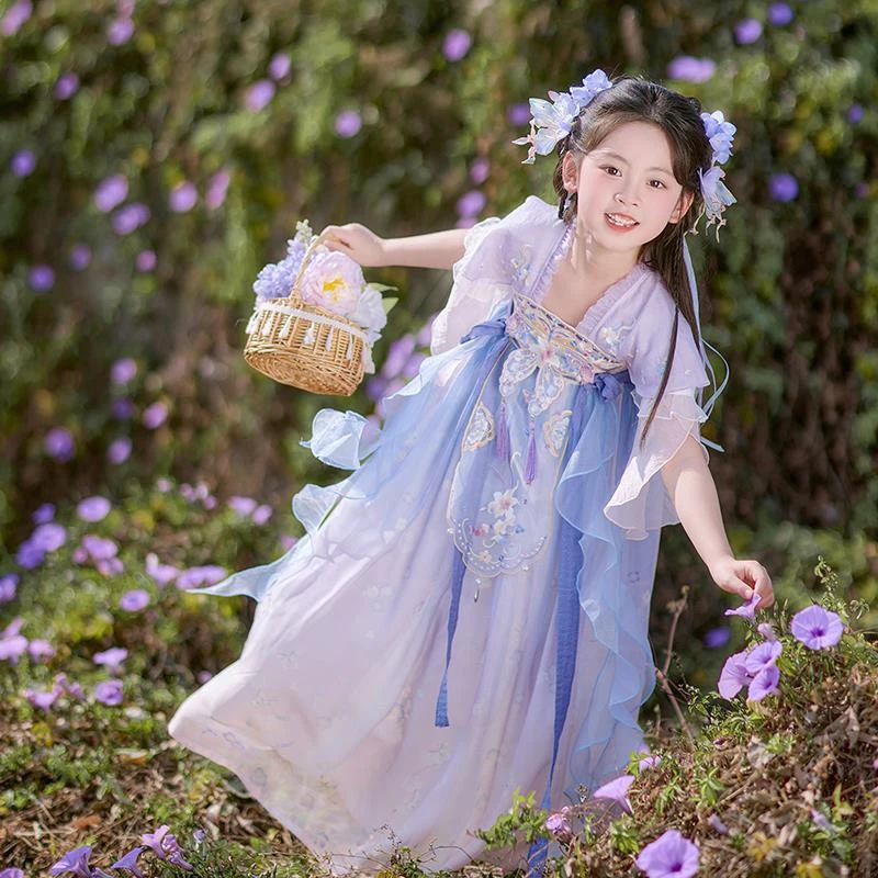 红路皇汉服女童夏2025新儿童古风国风唐装女孩夏季日常绝美公主裙