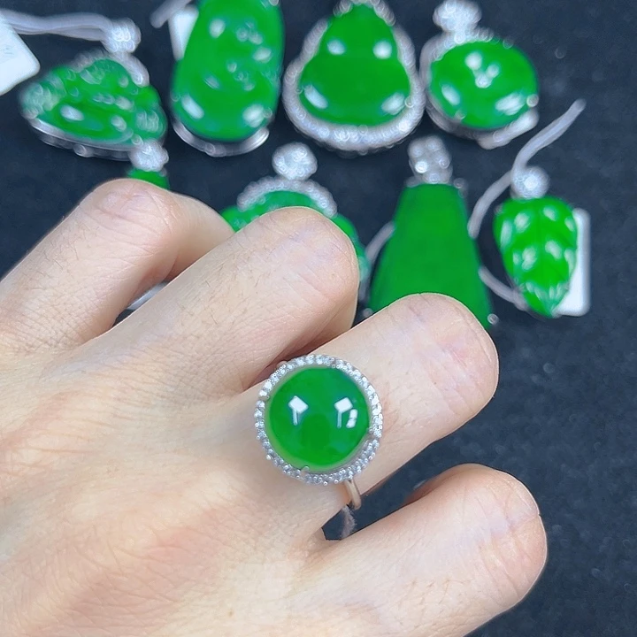 翡翠银S925镶嵌吊坠(不含链)