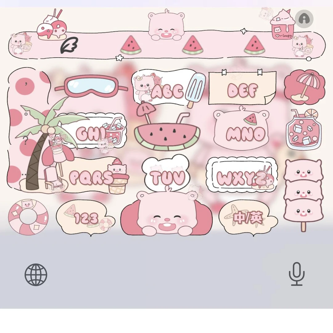 沙滩loopy可爱ios苹果安卓百度输入法皮肤带漂浮键盘办公相关服务