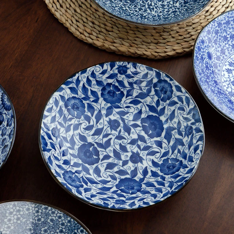 美浓烧日本进口家用陶瓷餐具日式高颜值大号盘子碟子饺子水果盘