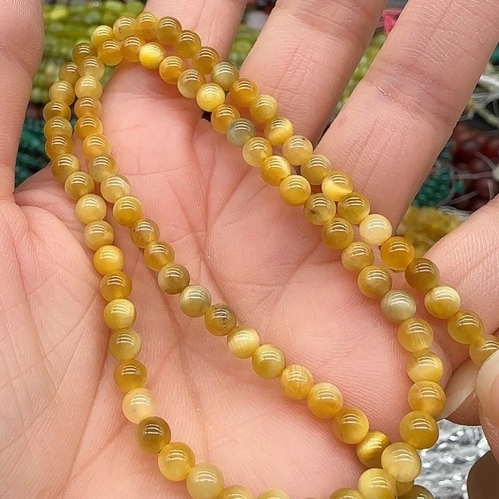 玛瑙/玉髓合金珠宝半成品金虎眼4mm一条