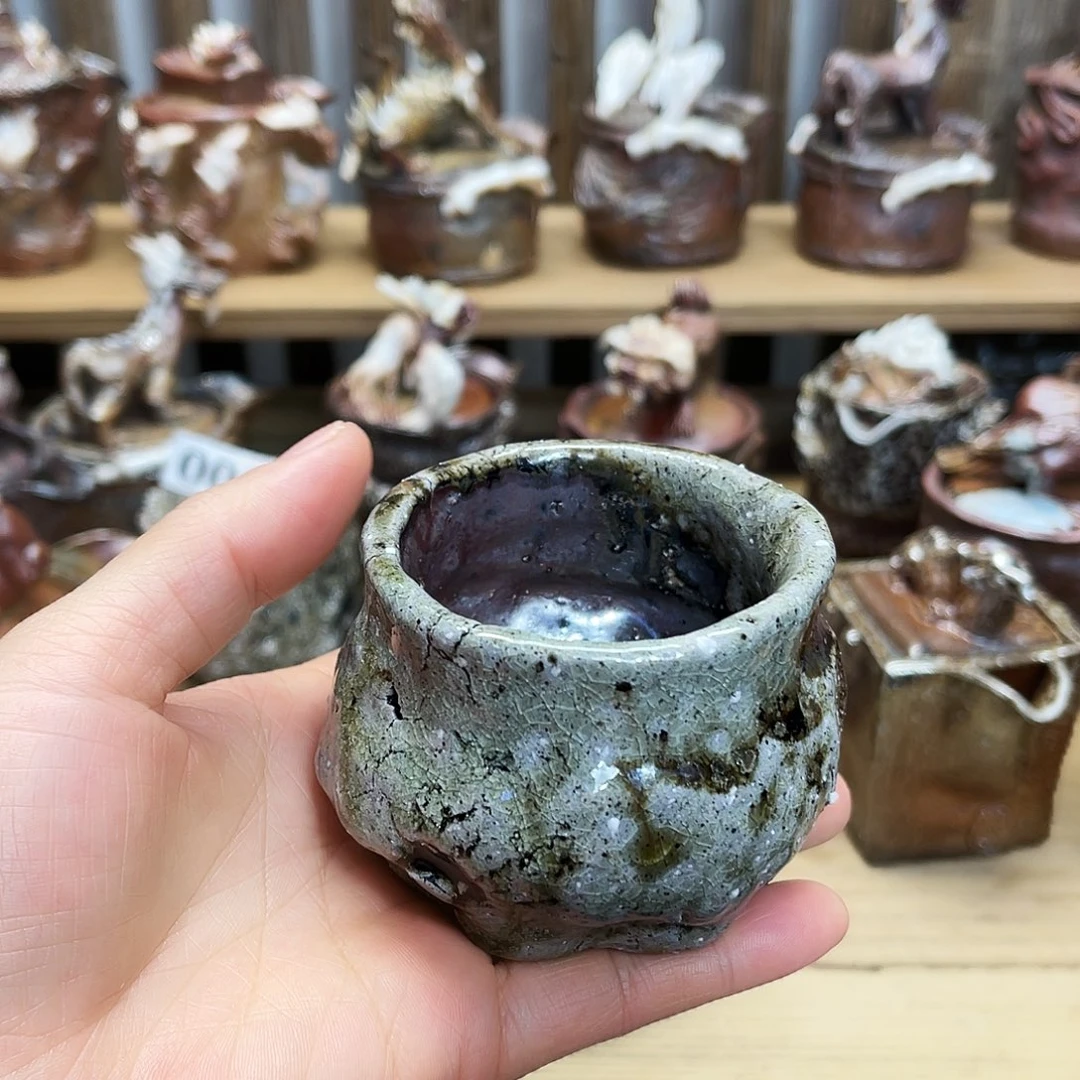 瓶柴烧粗陶手捏杯