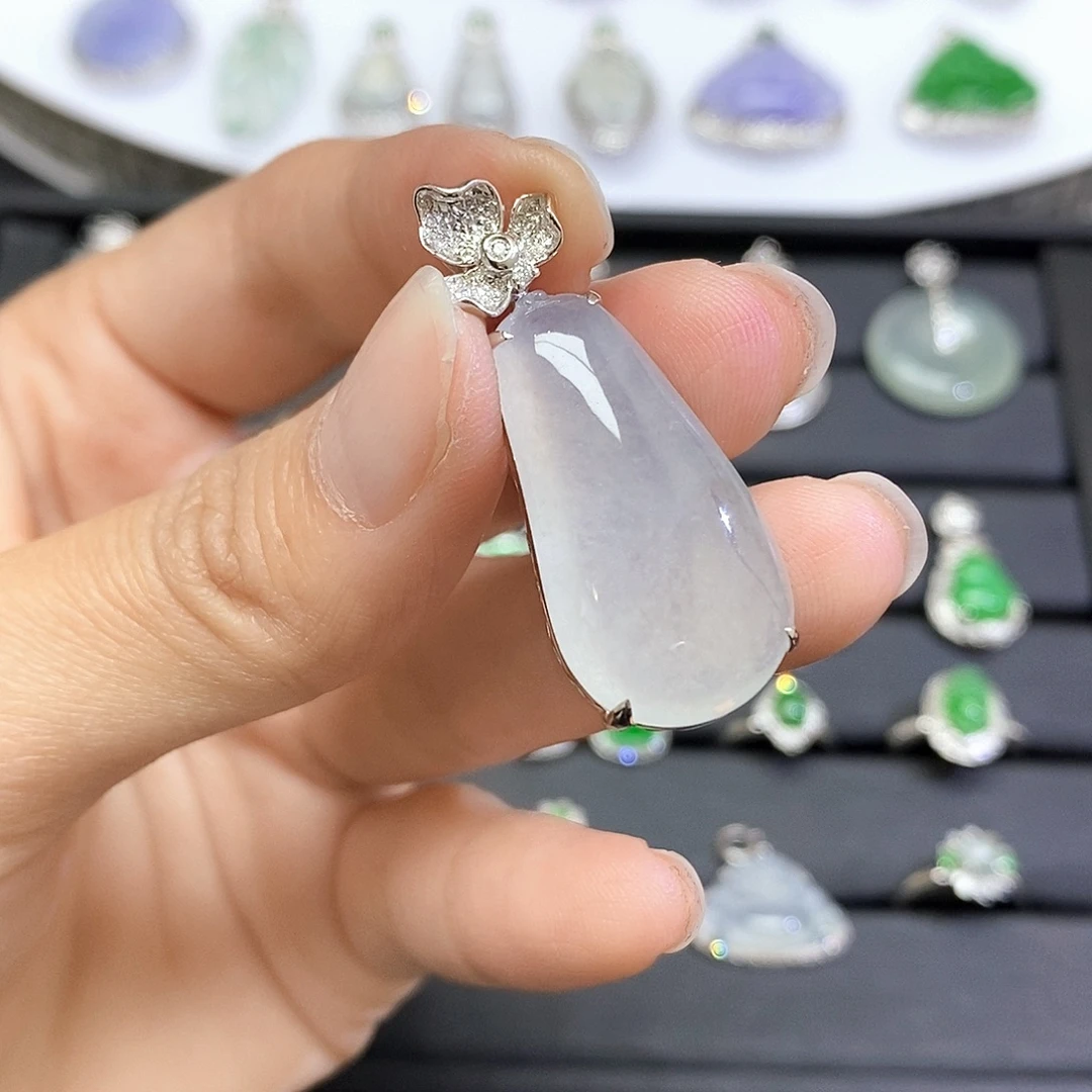 翡翠18K金镶嵌吊坠(不含链)