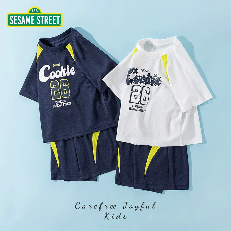 【主播推荐】芝麻街夏季新款儿童网眼运动套装ZMXA075