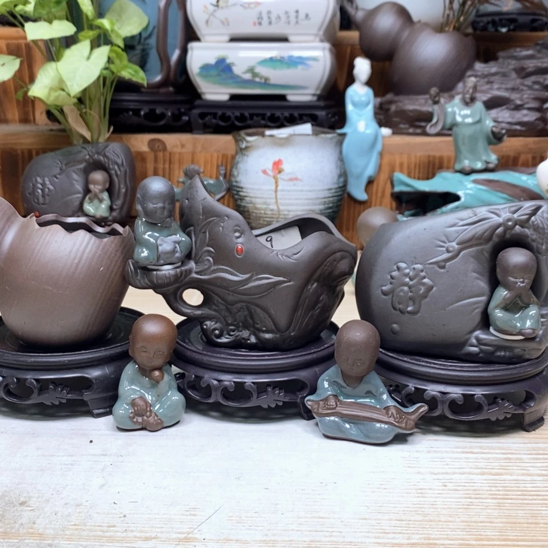 紫砂花盆陶瓷艺术花盆陶瓷