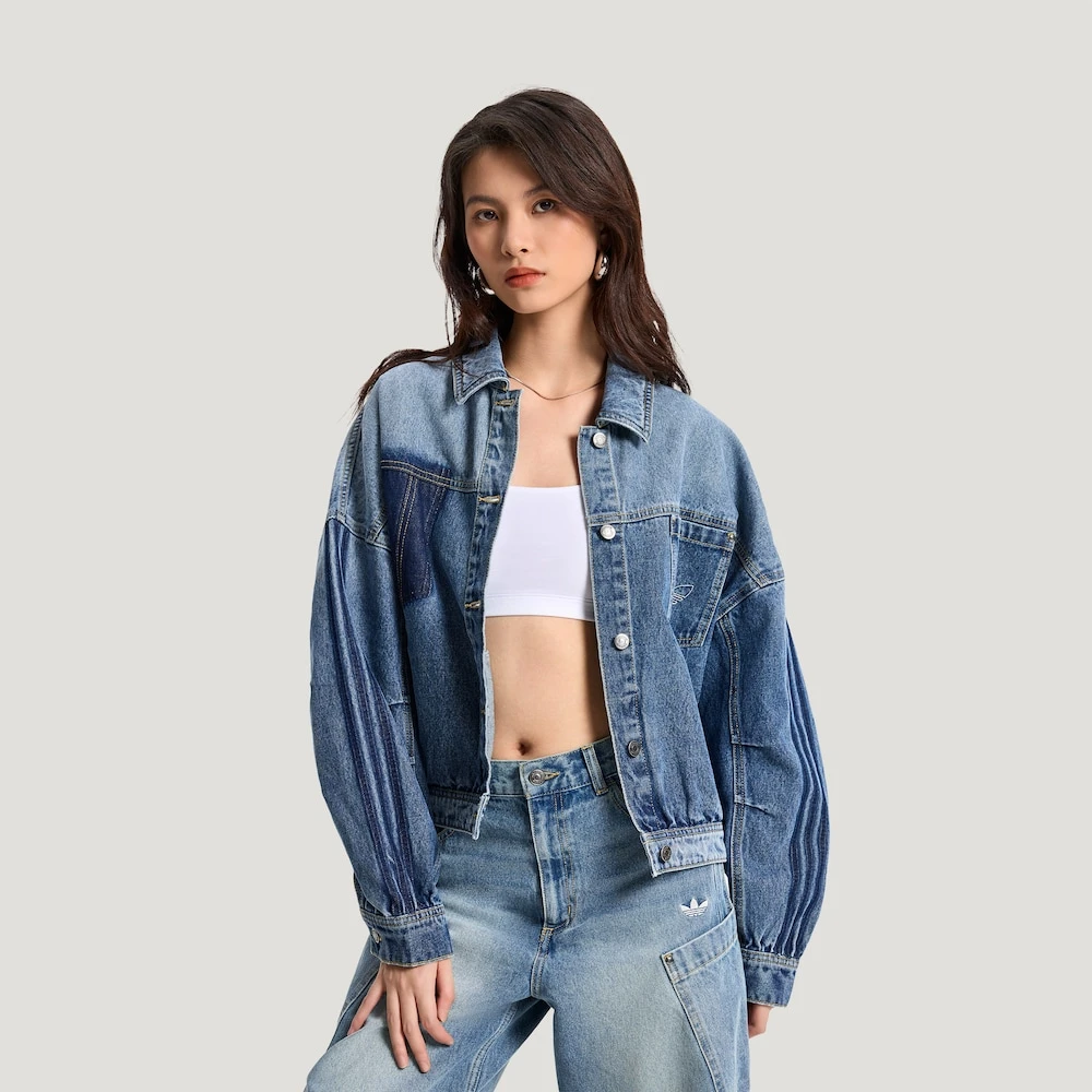 Adidas 美式复古棉牛仔运动夹克外套KR5042