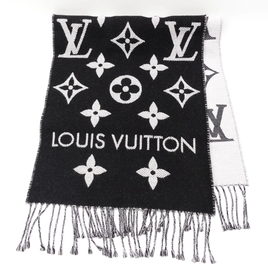 95新 LouisVuitton/路易威登 黑色围巾T10225083