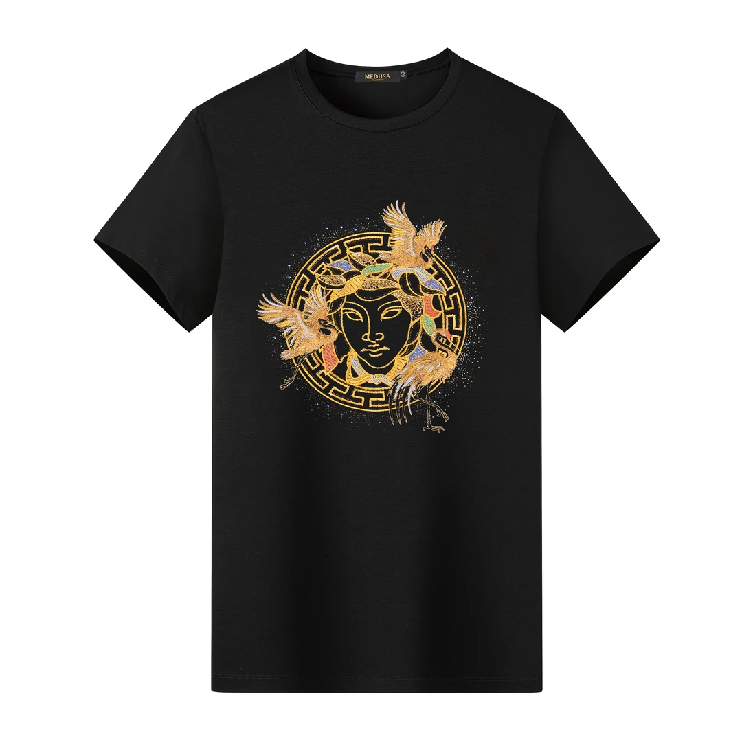 MeduSa/美杜莎t恤男欧若风春夏新款刺绣圆领休闲时尚短袖男 58001