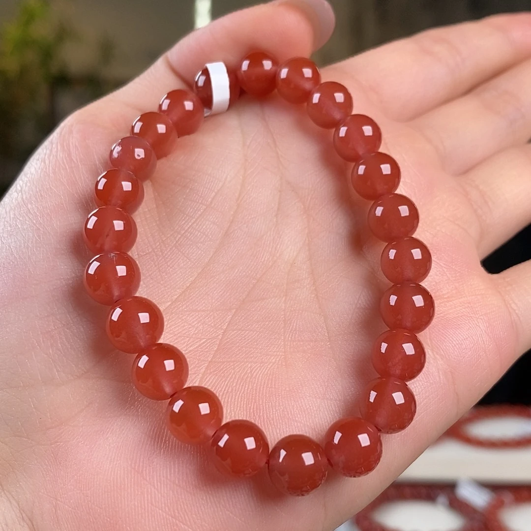 南红玛瑙未镶嵌手串原矿无胶8mm 冰红保山高品