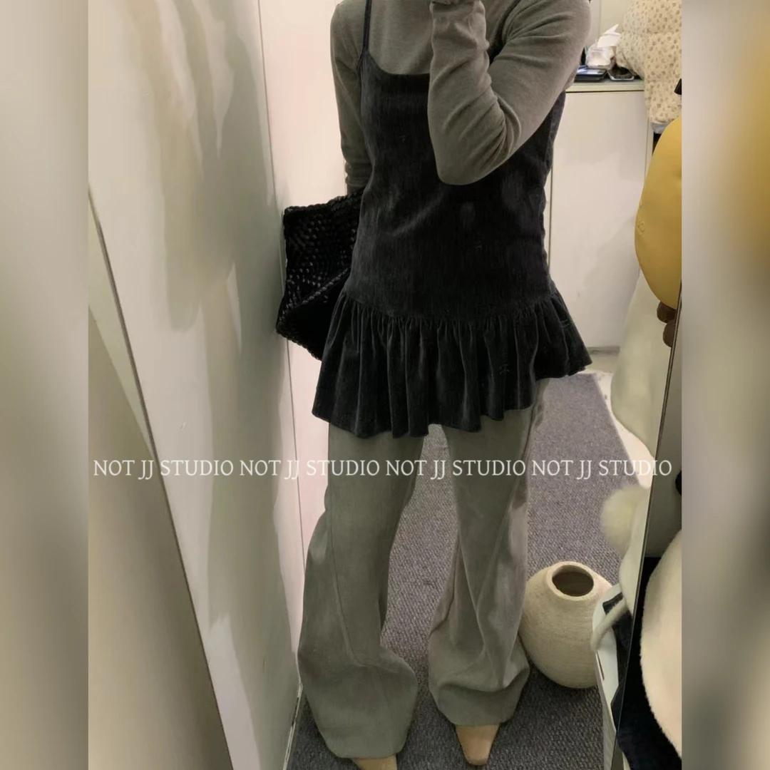 不是JIANJIAN【荷塘落叶】设计感舒适下摆荷叶边叠穿吊带背心裙