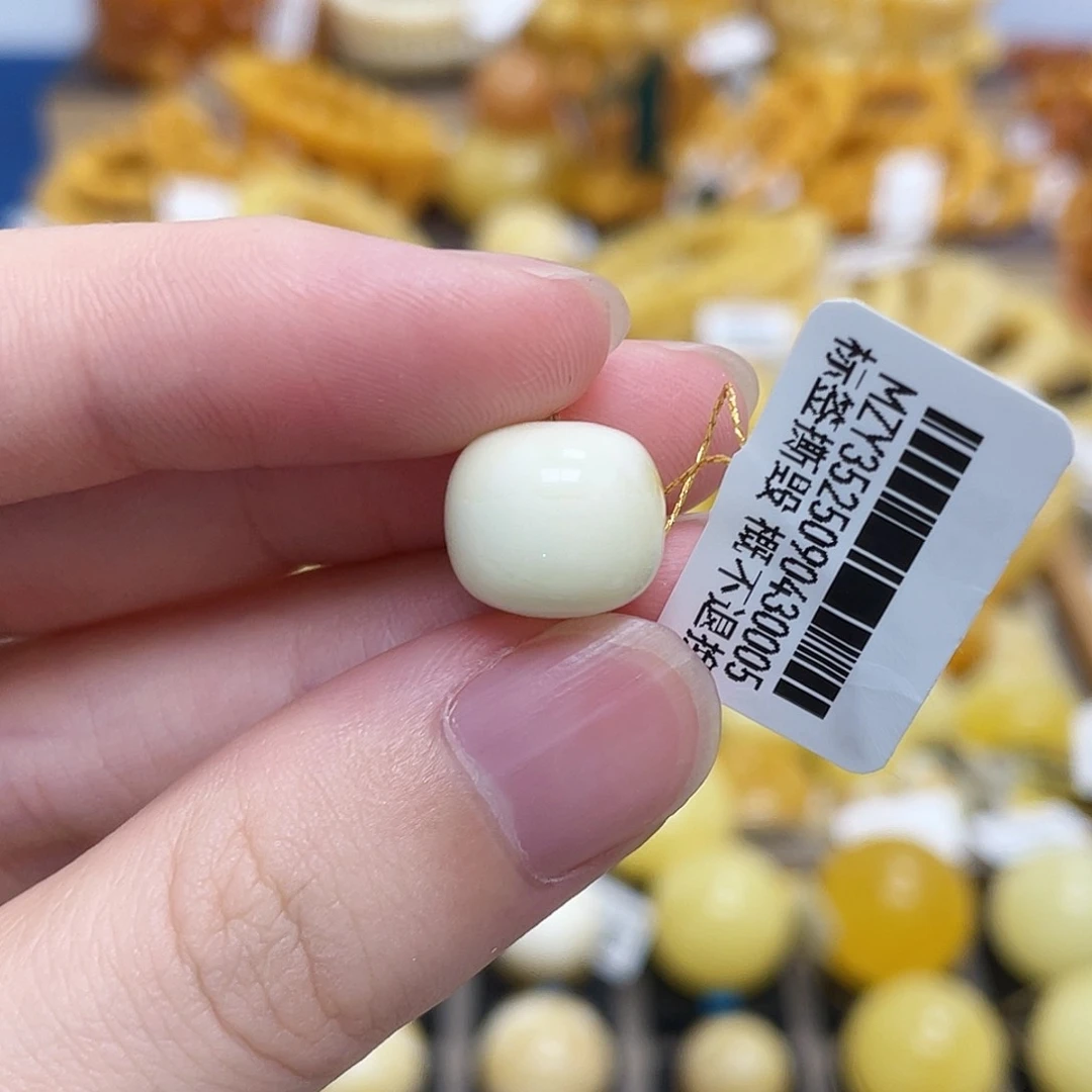 蜜蜡未镶嵌珠宝奇石老型珠白蜡奶白12.2m m
