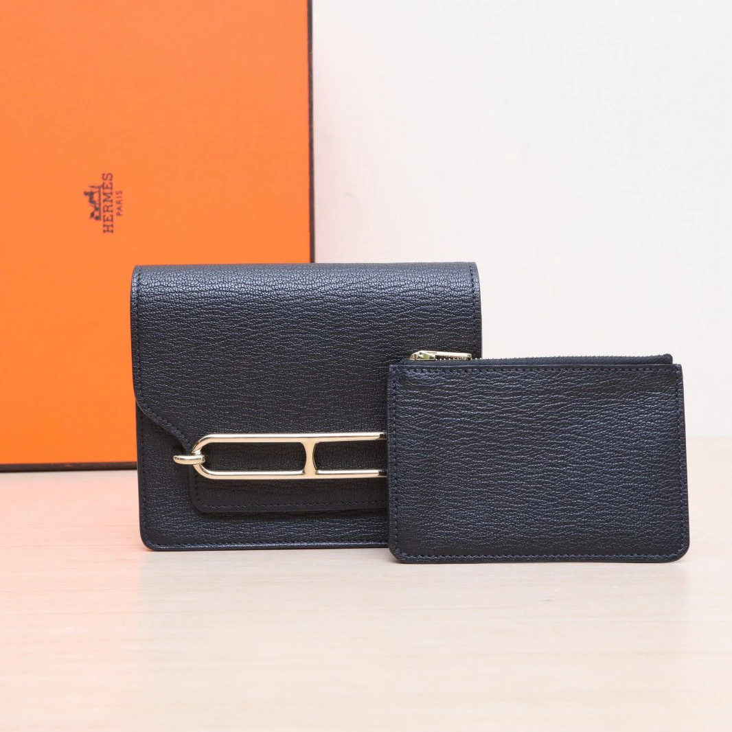 99新 Hermes/爱马仕 【念念】猪鼻子 钱包 89黑色 Z刻 金扣