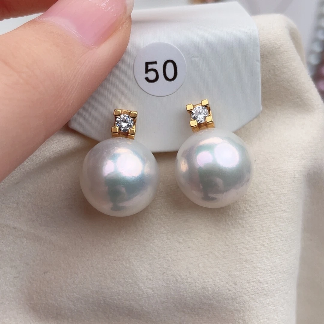 18K金镶嵌淡水珍珠耳饰1415