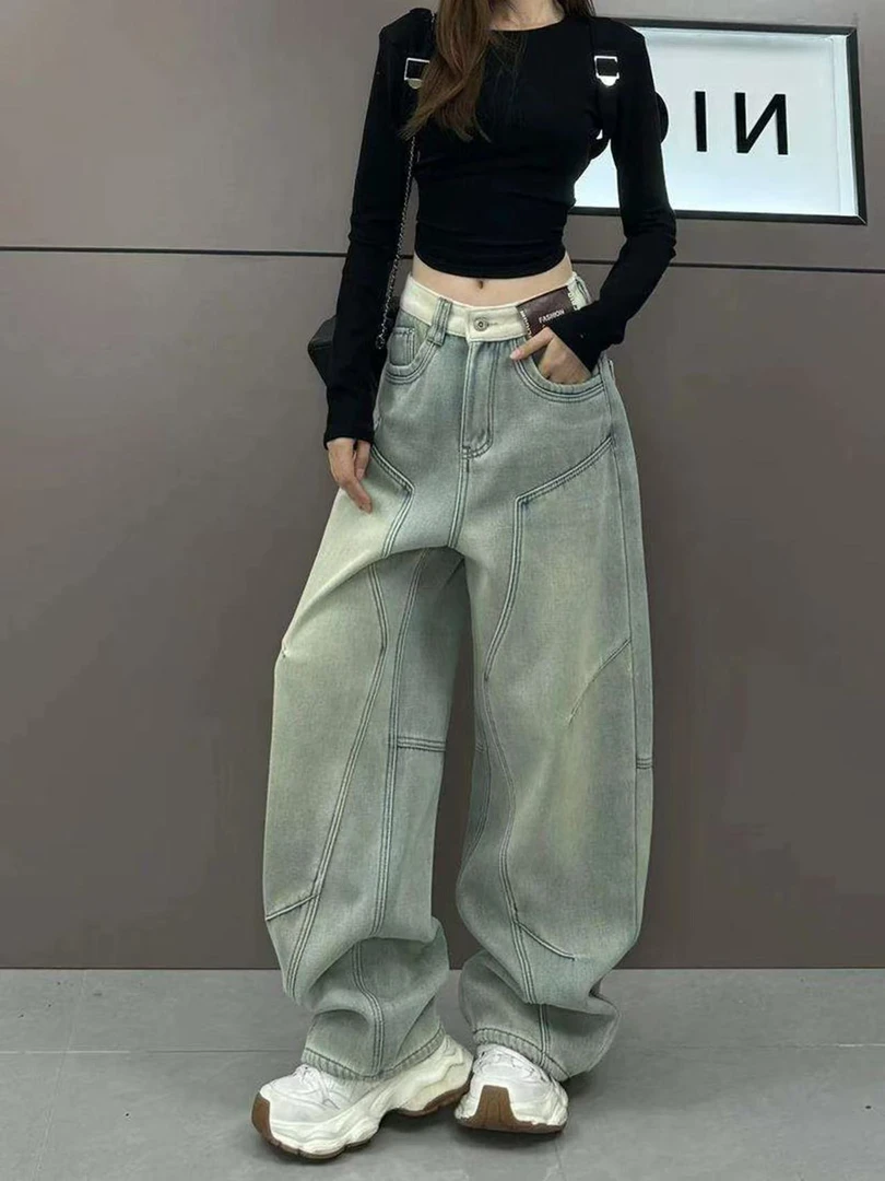 【一切尽月】加绒 非图片款禁止私拍秋冬女裤子牛仔裤ins裤子阔腿